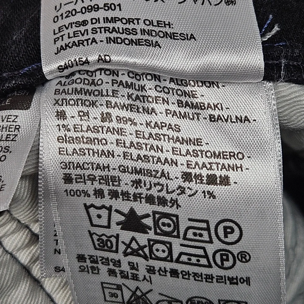Levi's 511 Premium Jeans Mens 33x32 (Actual 32x29) Black Denim Slim‎ Fit Big E